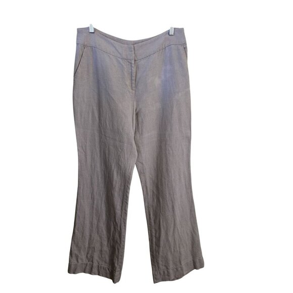 Ann Taylor Loft Julie Wide Leg Linen Trousers Oatmeal Size 10 - Picture 1 of 5
